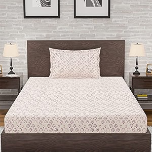 amazon brand  umi 144 tc 100 cotton printed single bedsheet set with one pillow case  twin sheet setbreathable and skin friendly oeko-tex certified 60x90 inches divine arch - red