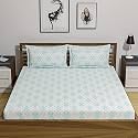 Amazon Brand – Umi 144 TC 100% Cotton Printed Double Bedsheet Set with Two Pillow Case | King Sheet Set|Breathable and Skin Friendly| Oeko-Tex Certified | (108x108 Inches, Abstract Blue)
