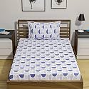 UmI. 144 Tc 100% Cotton Printed Single Bedsheet Set With Two Pillow Case | Single Sheet Set|Breathable And Skin Friendly| Oeko-Tex Certified | (60X90 Inches, Blue)