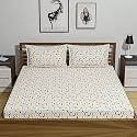 Amazon Brand – Umi 144 TC 100% Cotton Printed Double Bedsheet Set with Two Pillow Case | King Sheet Set|Breathable and Skin Friendly| Oeko-Tex Certified | (108x108 Inches, Yellow)