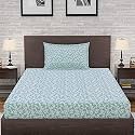 Amazon Brand – Umi 144 TC 100% Cotton Printed Single Bedsheet Set with One Pillow Case | Twin Sheet Set|Breathable and Skin Friendly| Oeko-Tex Certified 60x90 Inches, Blossom - Green