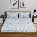 Amazon Brand - Umi 144 TC 100% Cotton Printed Double Bedsheet Set With Two Pillow Case | King Sheet Set|Breathable And Skin Friendly| Oeko-Tex Certified | (108X108 Inches, Bless Blue)