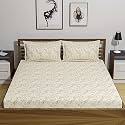 Amazon Brand – Umi 144 TC 100% Cotton Printed Double Bedsheet Set with Two Pillow Case | Queen Sheet Set|Breathable and Skin Friendly| Oeko-Tex Certified | (90x100 Inches, Bless Yellow)