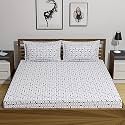 Amazon Brand – Umi 144 TC 100% Cotton Printed Double Bedsheet Set with Two Pillow Case | King Sheet Set|Breathable and Skin Friendly| Oeko-Tex Certified | (108x108 Inches, Purple)