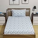 Amazon Brand – Umi 144 TC 100% Cotton Printed Single Bedsheet Set with One Pillow Case | Twin Sheet Set|Breathable and Skin Friendly| Oeko-Tex Certified |(60x90 Inches, Bless Blue)