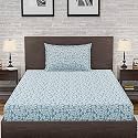 Amazon Brand – Umi 144 TC 100% Cotton Printed Single Bedsheet Set with One Pillow Case | Twin Sheet Set|Breathable and Skin Friendly| Oeko-Tex Certified 60x90 Inches, Floral Stencil - Blue