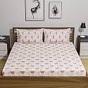 Amazon Brand – Umi 144 TC 100% Cotton Printed Double Bedsheet Set with Two Pillow Case | Queen Sheet Set|Breathable and Skin Friendly| Oeko-Tex Certified | (90x100 Inches, Peach)