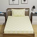 Amazon Brand – Umi 144 TC 100% Cotton Printed Single Bedsheet Set with One Pillow Case | Twin Sheet Set|Breathable and Skin Friendly| Oeko-Tex Certified | (60x90 Inches, Abstract Yellow)
