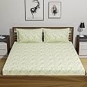 Amazon Brand – Umi 144 TC 100% Cotton Printed Double Bedsheet Set with Two Pillow Case | Queen Sheet Set|Breathable and Skin Friendly| Oeko-Tex Certified | (90x100 Inches, Bless Green)