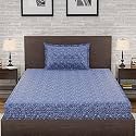 Amazon Brand – Umi 144 TC 100% Cotton Printed Single Bedsheet Set with One Pillow Case | Twin Sheet Set|Breathable and Skin Friendly| Oeko-Tex Certified 60x90 Inches, Concrete World - Dark Blue
