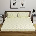 UmI. 144 Tc 100% Cotton Printed Double Bedsheet Set With Two Pillow Case | King Sheet Set|Breathable And Skin Friendly| Oeko-Tex Certified | (108X108 Inches, Abstract Yellow)