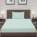 Amazon Brand – Umi 144 TC 100% Cotton Printed Single Bedsheet Set with One Pillow Case | Twin Sheet Set|Breathable and Skin Friendly| Oeko-Tex Certified 60x90 Inches, Brick Magnet - Green