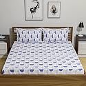UmI. 144 Tc 100% Cotton Printed Double Bedsheet Set With Two Pillow Case | King Sheet Set|Breathable And Skin Friendly| Oeko-Tex Certified | (108X108 Inches, Blue)