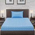Amazon Brand – Umi 144 TC 100% Cotton Printed Single Bedsheet Set with One Pillow Case | Twin Sheet Set|Breathable and Skin Friendly| Oeko-Tex Certified 60x90 Inches, Geometric Zig - Blue