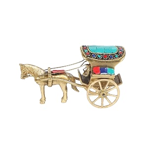 amazon brand - umi brass horse cart showpiece gemstone work decor showpiece standard size