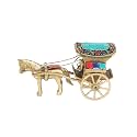 Amazon Brand - Umi Brass Horse Cart Showpiece, Gemstone Work Decor Showpiece, Standard Size