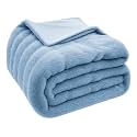 Amazon Brand - Umi Sherpa Blanket for Winter King Size 500GSM, Ultra Super Soft Luxury Sherpa Fleece for Heavy Winter, Mid Winter &amp; AC Room (88X90 Inches, Aqua &amp; White)