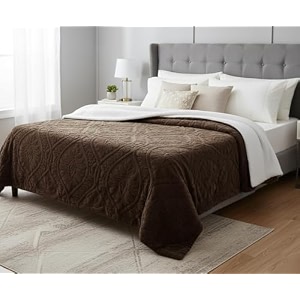 amazon brand - umi fleece printed sherpa blanket for winter king size 600gsm ultra super soft fleece for heavy winter mid winter amp ac room 88x90 inches coffee