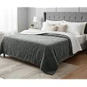 Amazon Brand - Umi Fleece Printed Sherpa Blanket for Winter King Size 600GSM, Ultra Super Soft Fleece for Heavy Winter, Mid Winter &amp; AC Room (88X90 Inches, Dark Grey)
