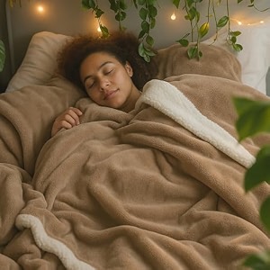 amazon brand - umi fleece sherpa blanket for winter king size 500gsm ultra super soft fleece for heavy winter mid winter amp ac room 88x90 inches beige amp white