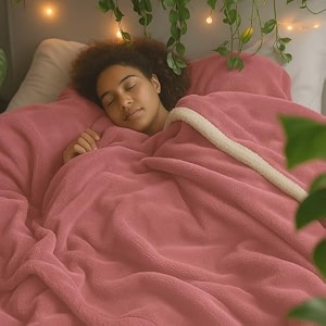 amazon brand - umi fleece sherpa blanket for winter single bed 500gsm ultra super soft heavy winter quilt razai for comfort amp warmth 60x90 inches pink amp white
