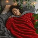 Amazon Brand - Umi Fleece Sherpa Blanket for Winter Double Size 500GSM, Ultra Super Soft Heavy Winter Quilt Razai for Comfort &amp; Warmth (88X90 Inches, Maroon &amp; Grey)