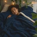 Amazon Brand - Umi Fleece Sherpa Blanket for Winter Single Bed 500GSM, Ultra Super Soft Comfort & Luxury Flannel for Heavy Winter, Mid Winter & AC Room (60X90 Inches, Blue & White)