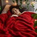 Amazon Brand - Umi Fleece Sherpa Blanket for Winter Double Size 500GSM, Ultra Super Soft Heavy Winter Quilt Razai for Comfort &amp; Warmth (88X90 Inches, Maroon &amp; White)
