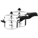 Amazon Brand - Umi, Induction Base Aluminium Pressure Cooker with Outer Lid, 2 Pcs Cooker Combo - 2 LTR + 3 LTR (Silver)