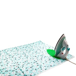amazon brand - umi promat iron mat for ironing clothesheat resistant ironing mat for bed with attached silicon iron pad foldable amp washable size- 120x70cm green