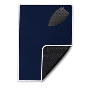 amazon brand - umi iron mat with silicone pad for iron rest- surface area 117x64cm amp 5mm felt padding heat resistant washable - portable steam press for table - lightweightprinted design- nevy blue