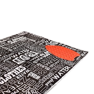 amazon brand - umi promat iron mat for ironing clothesheat resistant ironing mat for bed with attached silicon iron pad foldable amp washable size- 120x70cm black