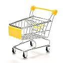 Amazon Brand – Umi Mini Shopping Cart Toy | Colorful Metal Shopping Handcart Model, Tiny Utility Trolley for Kids Play, Desk Storage & Home Decoration (1 Pc, Yellow)
