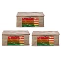 Amazon Brand - Umi. Non-Woven Plain Saree Cover/Cloth Storage/Organizer with Transparent Window (Pack of 3, Beige)