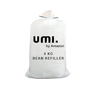 amazon brand - umi premium 4 kg beans for bean bag filling - white xxx 4 kg beans - 2800 grams net weight as per indian standards