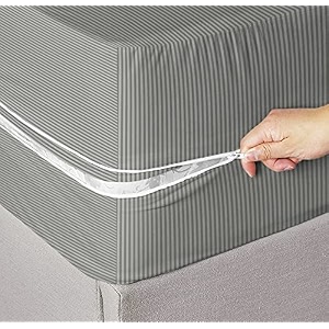 amazon brand - umi premium cotton 220tc 72 x 48 x 8 luxury diwan size mattress cover protector with zipchainprovides all around protection - 1 pc multicolor grey 72 x 48 x 8