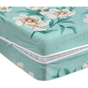 amazon brand - umi premium cotton 220tc 72 x 36 x 8 single size super soft mattress cover protector with zipchainprovides all around protection - 1 pc multicolor light green 72 x 36 x 8