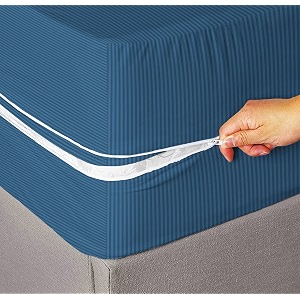 amazon brand - umi premium cotton 220tc 72 x 36 x 8 single size mattress cover protector with zipchainprovides all around protection - 1 pc multicolor blue 72 x 36 x 8