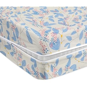 amazon brand - umi premium cotton 220tc 78 x 72 x 8 king size super soft double bed mattress cover protector with zipchainprovides all around protection - 1 pc multicolor aqua amp white 78 x 72 x 8
