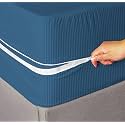 Amazon Brand - Umi Premium Cotton 220TC 78 x 72 x 8 King Size Double Bed Mattress Cover Protector with Zip/Chain|Provides All Around Protection - 1 pc Multicolor (Blue, 78 x 72 x 8)