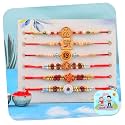 Amazon Brand - Umi Rakhi Magnet Gift for Brother Bhaiya Boy Men Set of 6 Rakhi Combo Set of 6 for Brother Kundan Ganesha Krishna rakhi for Rakshabandhand Thread Set rakhis with Fridge Magnet