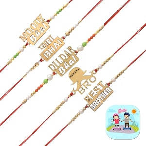 amazon brand - umi rakhi set of 5 for brother boy kids men bhaiya with gift combo set designer premium rakhis for rakshabandhan rakhi gift for brother combo fridge magnet gift for door dcor
