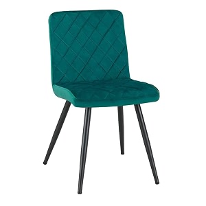amazon brand - umi retro-designed upholstered chair and black powder-coated metal legs in teal blue