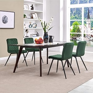 amazon brand - umi retro-designed upholstered chair and black powder-coated metal legs in dark green