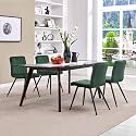 Amazon Brand - Umi Retro-Designed Upholstered Chair and Black Powder-Coated Metal Legs in Dark Green
