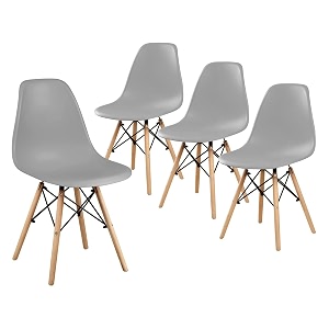 amazon brand - umi styliest modern armless side chairs molded abs plastic with wood amp black accents dining chair in grey color