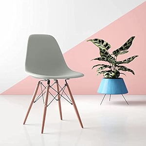 amazon brand - umi styliest modern armless side chairs molded abs plastic with wood amp black accents dining chair light grey color