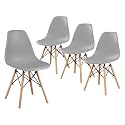 Amazon Brand - Umi Styliest Modern Armless Side Chairs Molded ABS Plastic with Wood &amp; Black Accents Dining Chair in Grey Color