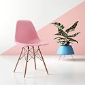 Amazon Brand - Umi Styliest Modern Armless Side Chairs Molded ABS Plastic with Wood &amp; Black Accents Dining Chair Pink Color