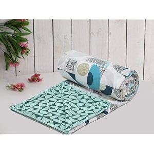 amazon brand - umi super soft brushed microfiber cotton 3 layer breathable single dohar lightweight summer blanket dohar 57x87inches 144x220cm flannel dohar throws for bed cyan cricle